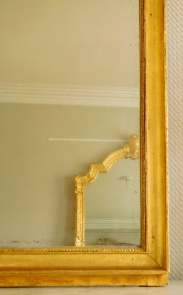 Empire fireplace mirror, gilt wood frame, mercury glass, 141cm x 76cm